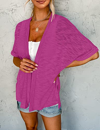 Image of MEROKEETY Women's 2026 Summer Lightweight Kimono Cardigan Short Sleeve Open Front Casual Loose Trendy Beach Cover Ups