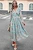 Women's Spring Wrap Maxi Dress Floral V Neck Long ... #2
