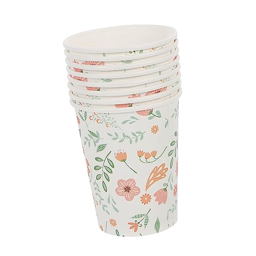 Healeved 24piezas Desechables Diseño Floral Tazas Portátiles y Reuniones para Bebidas Frías y Calientes