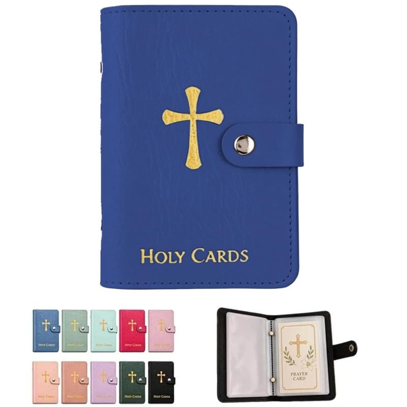 Multicolor Prayer Card Holder, Pocket Prayer Card Organizer with Snap Closure, Waterproof Large Capacity Storage Case for Holy Cards Collection