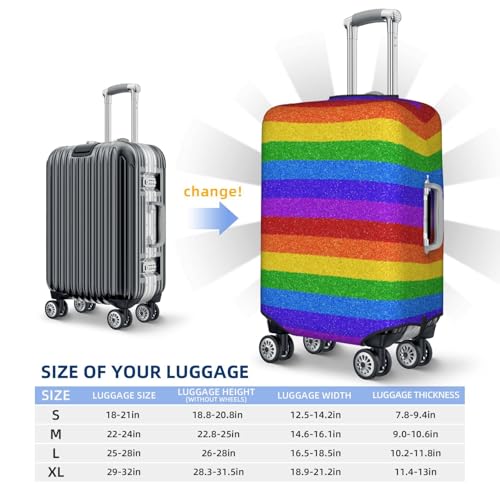 Colorful Glitter Rainbow Print Luggage Cover For Suitcase,Washable Elastic Travel Suitcase Protector With Zipper Closure And Bottom Buckle – Fits 18-32" Luggage-Medium4