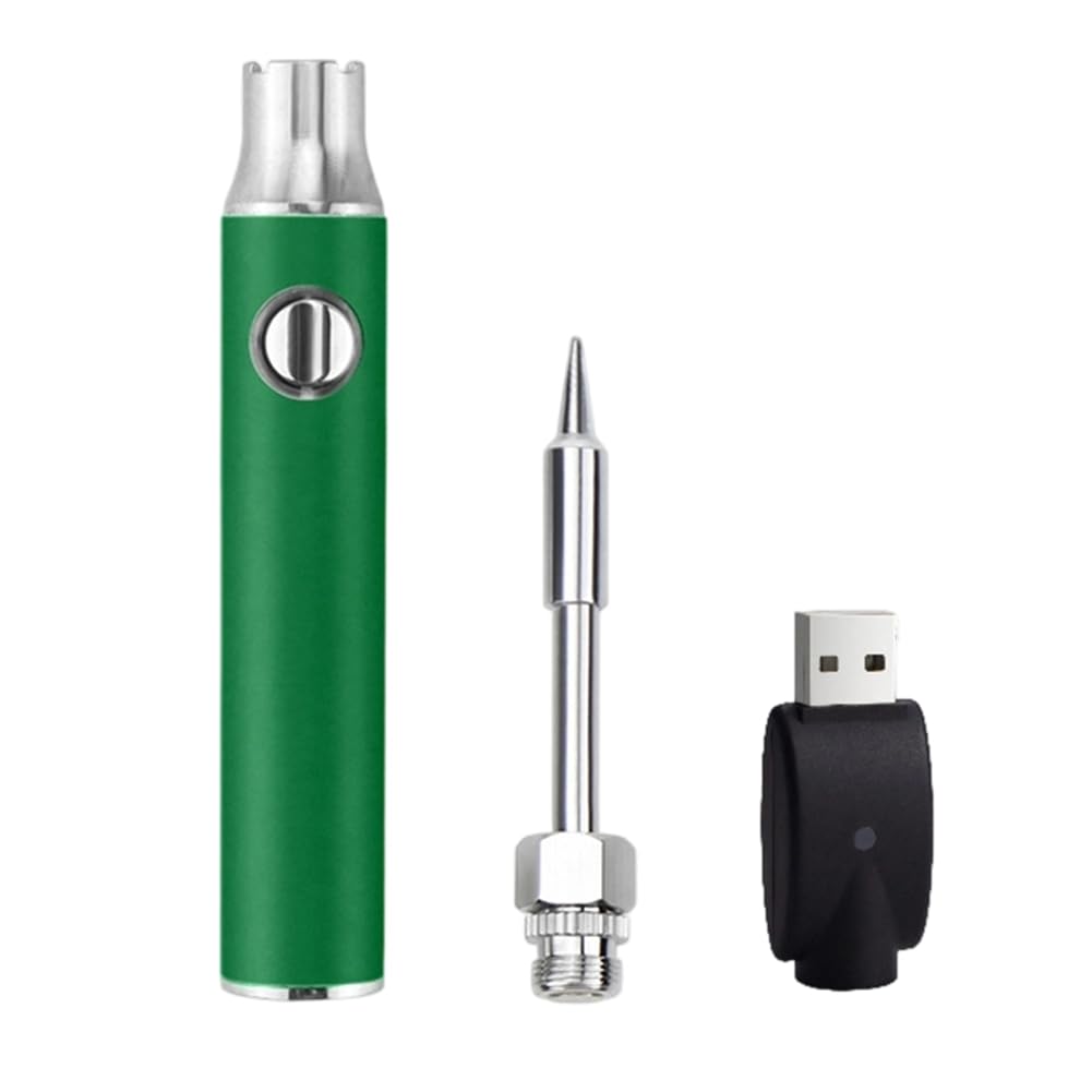 Littimoon Mini Soldering Iron 510 Thread 3-Gear Voltage Soldering Iron Pen with Replacement Tip 350mAh USB Rechargeable Green