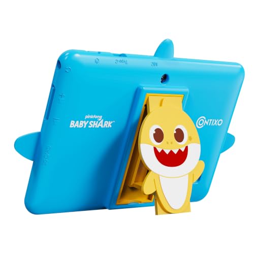 Image of Contixo Baby Shark 7 Inch Kids Tablet, Android 16, 32GB, Ages 3-12, Blue