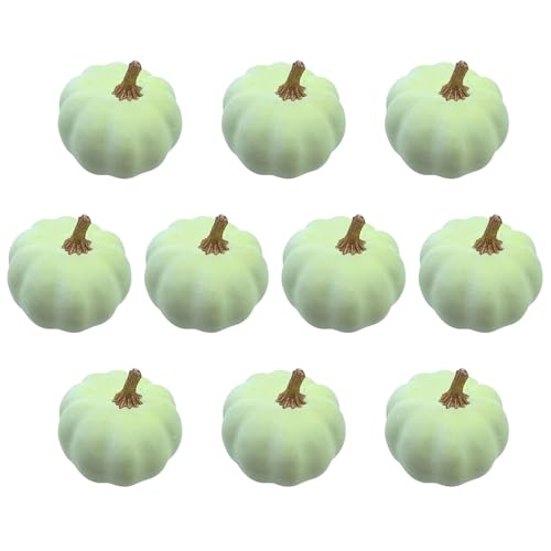 Ksikdeg Confezione da 10 zucche artificiali ornamentali facili da pulire, decorazione per le vacanze, per vetrine di aule e negozi, realistiche, in schiuma