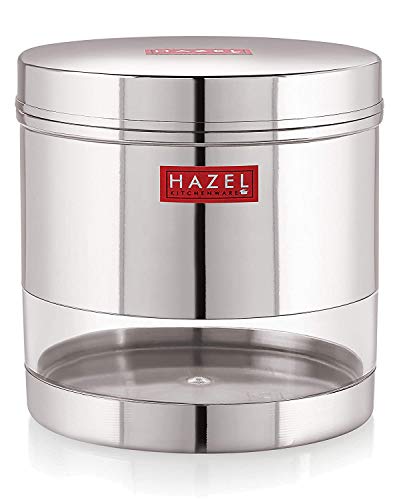 Image of HAZEL Transparent Kitchen Containers Set of 6 | 1350ml Stainless Steel Storage Boxes | Airtight Steel Food Containers for Kitchen