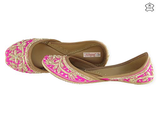 Image of Fulkari Women's Murraya Genuine Soft Leather Juttis | Bite and Pinch Free Jutis | Punjabi Jutti For Ladies | Bridal Ethnic Stylish Mojari Flats For Girls |