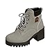 Women's Chunky High Heeled Combat Short Boots Lace Up Fashion Belt Platform Lug Sole Non Slip Block Y2K Goth Punk Ankle Boot for Women Wide Fit Dress Booties Booties Stacked Heel