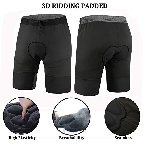 Men's Mountain Bike Shorts 3D Padded Baggy Bicycle Riding Cycling Shorts Quick Dry Lightweight Biking Shorts(Grey M) #TOP2