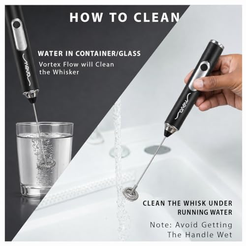 Image of Nova Premium Coffee Frother 1 Year Warranty Electric Handheld Milk Frother for Coffee, Latte & Cappuccino | High Speed Foam Maker with Stainless Steel Whisk | Portable Coffee Beater Bundle Pack