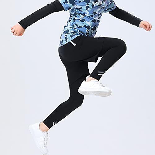 Badeke Boys 2 In 1 Running Compression Pants,Quick Drying Breathable Training Exercise Pants, Workout Athletic Legging Pants #TOP3