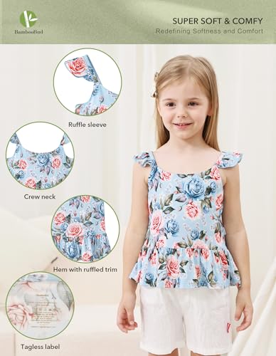Image of Baby Girl Sleeveless T-Shirts Toddler Infant Girls Tank Top T-Shirt Viscose from Bamboo Summer Cool Tees 3Months-5T