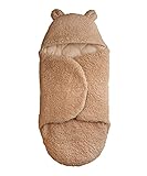 TICASO Teddy Schlafsack Baby - Baumwolle - Einschlagdecke Baby, Baby Wickeldecke, Babyschlafsack Winter, Baby Einschlagdecke, Wickeldecke Baby , Babydecke, Baby Schlafsack - neutral & gefüttert