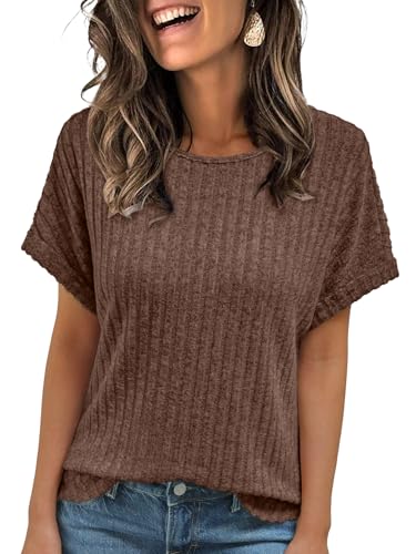 Image of AUTOMET Womens Short Sleeve Tops Fall Shirts 2026 Lightweight Sweater | Dressy Casual Blouse, Fashion Summer Clothing, Cute Spring Outfits, Business Work Tunic, Trend Boho