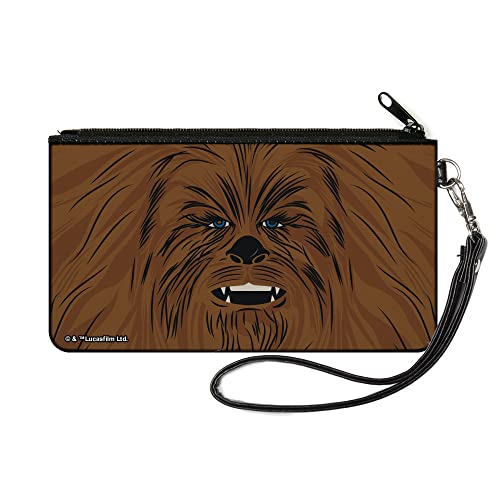 Buckle-Down Star Wars Wallet, Zip Pouch, Star Wars Chewbacca Face Full Color Brown, Canvas