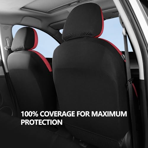 Image of HChengkikz Front Car Seat Covers, Air Mesh, Breathable (Black + Red)