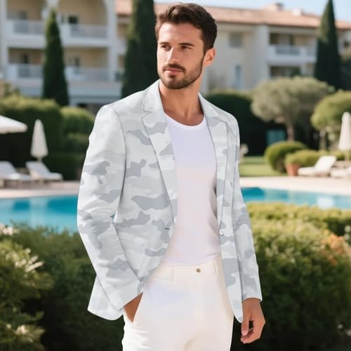 HUGS IDEA Camouflage Mens Blazer Jacket Lightweight Slim Fit Sport Coat Casual Suit Blazer4