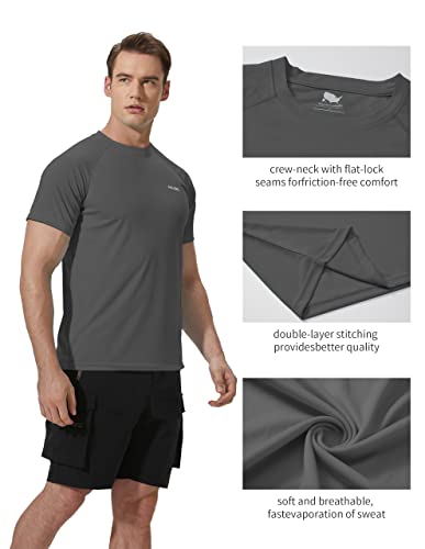 Men's Rash Guard Swim Shirts Short Sleeve UV Sun Protection Quick Dry UPF 50+ SPF Fishing Beach Water Shirt3