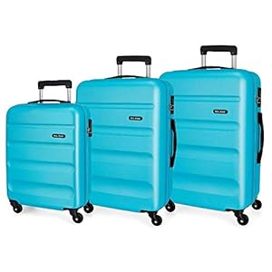 Roll Road Flex Set de Bagages Bleu 55/65/75 cms Rigide ABS Serrure à combinaison 182L 4 roues Bagage à main