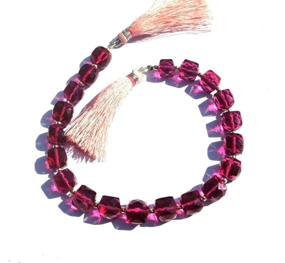 Quartz rose rubellite briolette cube 8mm pour bijoux haut de gamme