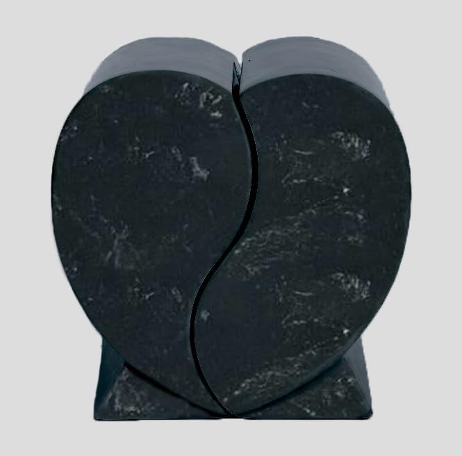 Heart-Shaped Companion Funeral Urn, 2-Piece Cultured Marble (Baby Blue)