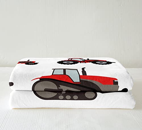 Image of Red Tractor Sherpa Blanket Heavy Equipment Fleece Throw Blanket Kids Boys Girls Harvester Tractor Plush Blanket Farm Equipment Fuzzy Blanket for Sofa Bed Couch,40x50 Inches