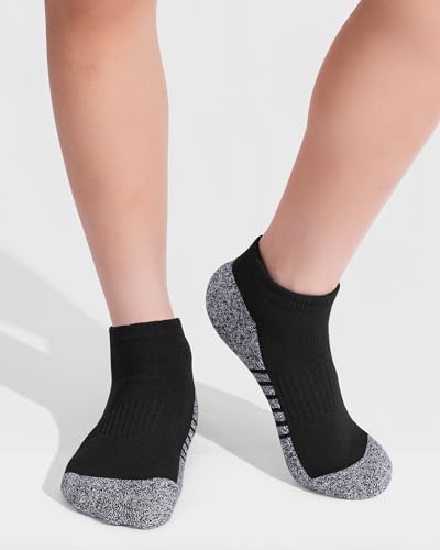 BOOPH 10 Pcs Kids Socks Girls Boys Low Cut Cushioned Compression Ankle Athletic Running Socks2