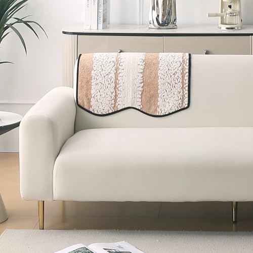 Image of HOKIPO Luxury Wavy Sofa Backrest Cover Mat 55x80 cm | Pack of 1 Anti Slip Backrest Mat, Desert Brown (AR-6218-BR)