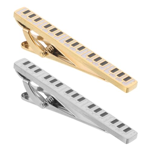 Pinzas para corbata que sujetan firmemente y evitan movimiento con diseño de piano