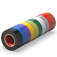 ERKO Isolierband Multicolor 15mm x 10m Farbig Set 10 Stück PVC Elektrische Leitungen Reparatur, Hochflexibel mit starker Klebekraft, Chemiebeständig, Wasserfest, Klebeband, bunt