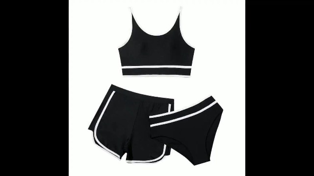 3-teiliges Bikini Set Für Mädchen - Badeanzug Mit Shorts & Bikini Oberteil