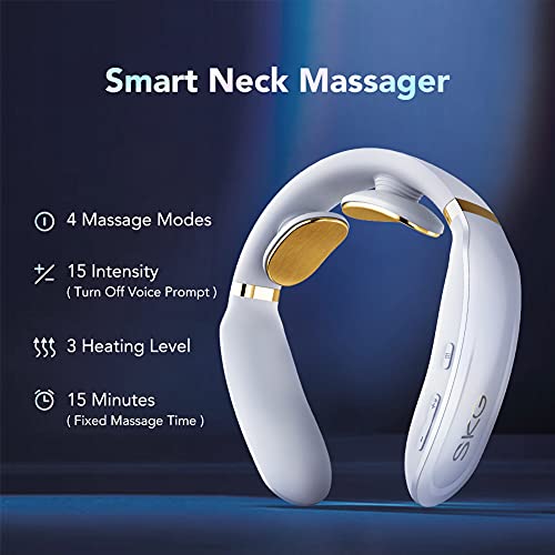 SKG K6 Neck Massager with Heat, Electric Neck Massage Cordless, 4 Modes 15 Levels Smart Deep Tissue Trigger Point… – תמונה 3