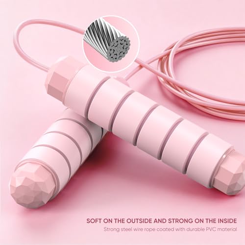 Jump Rope, Tangle-Free Rapid Speed Jumping Rope Cable with Ball Bearings for Women, Men & Kids, Adjustable Steel Jump Rope with Foam Handles for Home Gym Exercise Fitness Workout Equipment & Slim Body by Loocio - Image 2