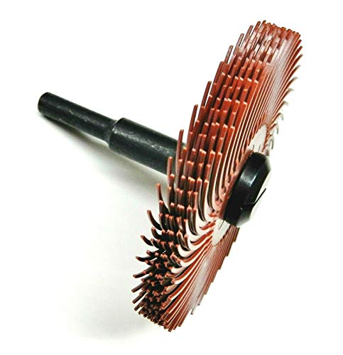 Image of 3M Radial Bristle Disc 3 inch Red 220 Grit with 1 /4 inch Mandrel 6 Brushes and Arbor Set by Jets
