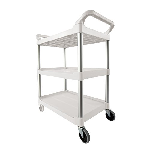 Image of Rubbermaid Commercial Products Plastic Utility Service Cart with Wheels, White, 200 lbs Capacity, for Foodservice /Restaurant /Cleaning /Warehouse /Garage