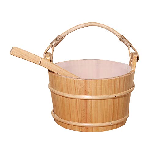 Dailymall 4L Sauna bucket Wooden Sauna Bucket with Ladle Sauna Starter Set Natural for Sauna Bathroom