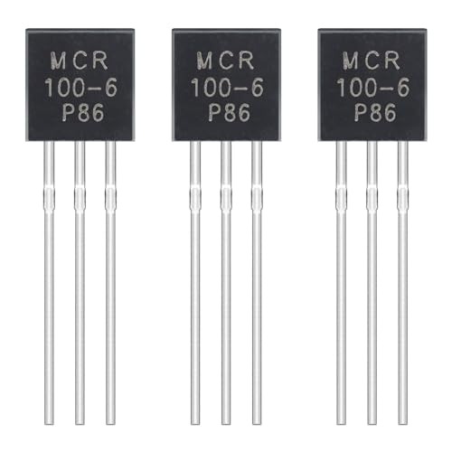 MCR100-6 Unidirectional Thyristor 0.8A 400V Single Direction Silicon Controlled Rectifier 100-6 0.8 Amp 400 Volt Direct Plug Transistor TO-92 (Pack of 50pcs)