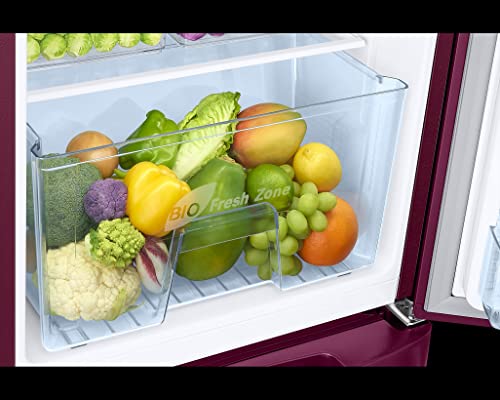 Image of Samsung 183 L, 2 Star, Digital Inverter, Direct-Cool Single Door Refrigerator (RR20C2812R8 /NL, Blooming Saffron Red, Base Stand Drawer)