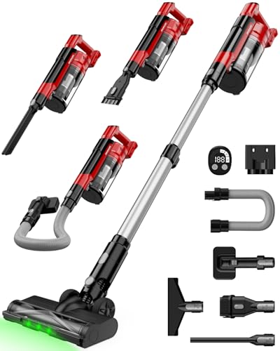 Image of Cordless Vacuum Cleaner for Milwaukee M18 Battery, 8-in-1 Stick Vacuum with Pet Brush, 35KPA Suction, 350W Brushless Motor, Smart Touchscreen, HEPA Filter, for Carpet Floor Car (Battery Not Included)