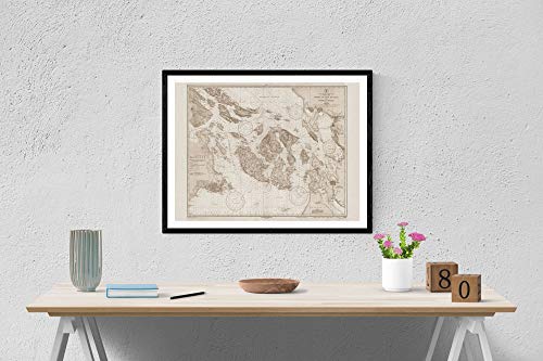 Hullspeed Designs San Juan Islands Historical Map 1933 - Vintage Map Reproduction - Nautical Decor - Wall Art (24"X36") #TOP1