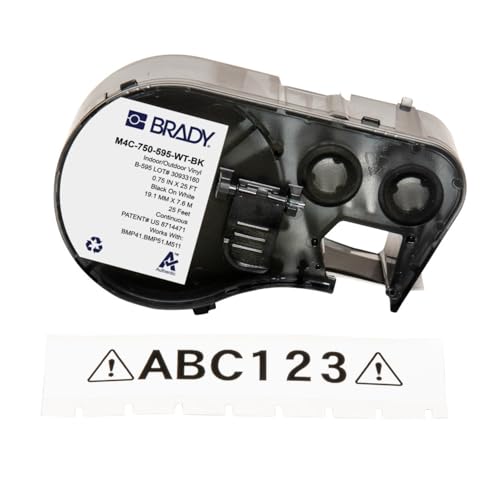 Ruban Brady vinyle blanc M4C-750-595-WT-BK pour étiqueteuses BMP51 BMP41