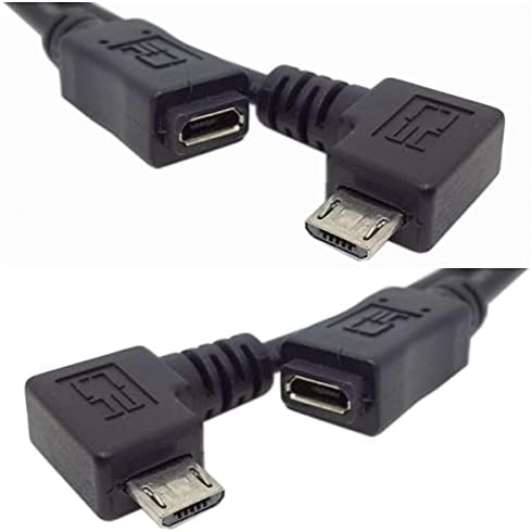 CY Micro USB 2.0 Male to Micro USB 2.0 Female Extension Cable Left & Right 90 Degree Angled Full Pin Connected 0.5M