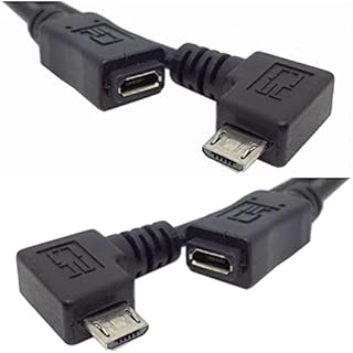 CY Micro USB 2.0 Male to Micro USB 2.0 Female Extension Cable Left & Right 90 Degree Angled Full Pin Connected 0.5M