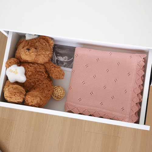 Image of mimixiong Cotton Baby Blanket Knitted Crochet Receiving Crib | Nursery Swaddling Blankets for Newborn Baby Boy Girl
