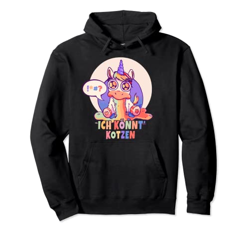 'Ich könnt kotzen' | Lustiges Einhorn kotzt Regenbogen Pullover Hoodie