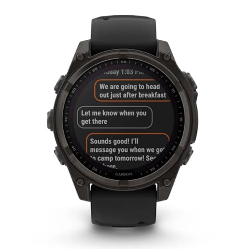 Garmin Fenix 8–47 mm, AMOLED, Gris Carbone Saphir DLC Titane avec Noir/Gris Galets en Silicone