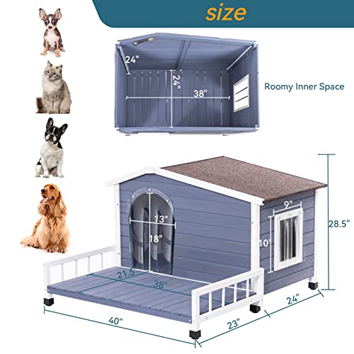 Petsfit Dog House Outdoor with Terrace  Openable Asphalt Roof 40 L X 47 W X 285 H Outside Dog House with Elevated Floor Dog House for Small Medium Dogs  Cucciolini Doodles Petsfit dog house outdoor with terrace  openable asphalt roof 40 l x 47 w x 28 5 h outside dog house with elevated floor dog house for small medium dogs   cucciolini doodles