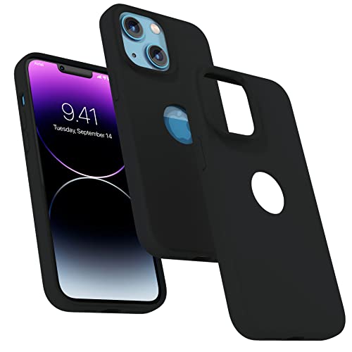 Image of Vaku Luxos Liquid Silicon Logo-Cut for iPhone 14 Plus Cover Case, Soft TPU, Shockproof, Scratch Resistant, 6 Feet Drop Protection, Compatible with iPhone 14 Plus Back Cover - Black