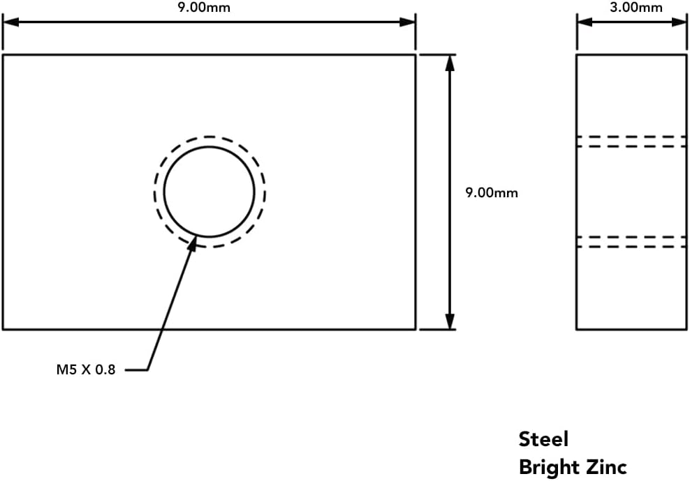 14122, 20 Series M5 x 0.8 Slide in Economy T-Nut Block Steel (2500 Pack)