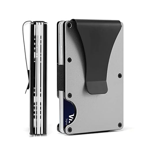 FDKOBE Minimalist Wallets for Men - Mens Slim Metal Wallet with Money Clip - Front Pocket RFID Blocking Aluminum Credit Card Holder for Travel Business