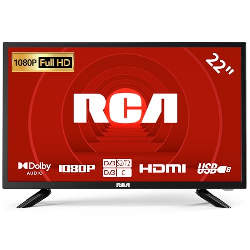 RCA TV FHD de 22 pulgadas, Freeview DVB-T2-C-S2 Dolby Digital Audio, pantalla de retroiluminación LED FHD, HDMI, VGA, PC, audio, euroconector USB, reproductor multimedia, pantalla pequeña para sala de RCA TV FHD de 22 pulgadas, Freeview DVB-T2-C-S2 Dolby Digital Audio, pantalla de retroiluminación LED FHD, HDMI, VGA, PC, audio, euroconector USB, reproductor multimedia, pantalla pequeña para sala de